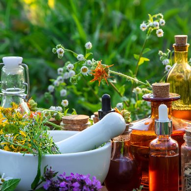 Medicinal herbs and tinctures alternative medicine. Selective focus. Nature.